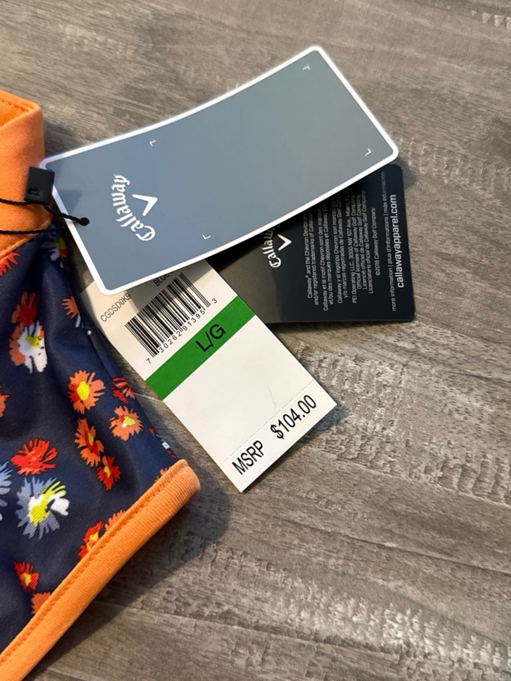 Callaway Navy Floral Sleeveless Women’s Dress with Orange Trim - Picture 2 of 4